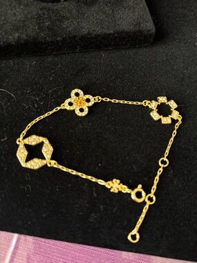 New Tory burch Fourleaf clover flower inlaid zircon bracelet